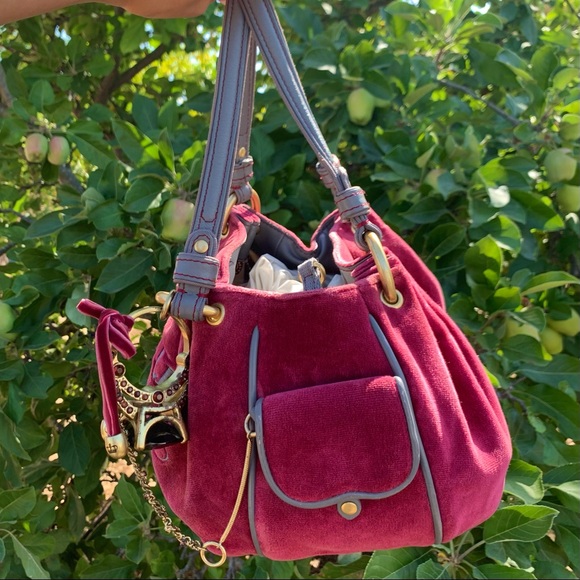 Juicy Couture Y2K 2000s “Juicy Is For Life” Velour Shoulder Bag - Picture 2 of 11